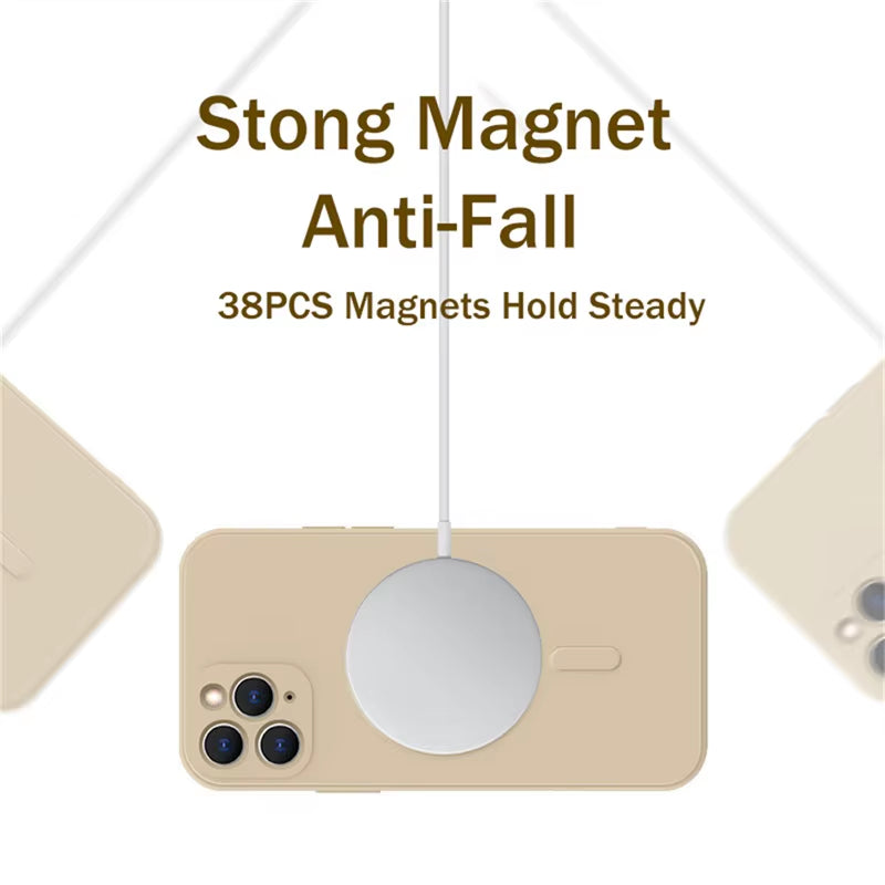 For Magsafe Magnetic Wireless Charge Case for Iphone 16 17 15 14 13 12 11 Pro Max plus Mini 16E Soft Liquid Silicone Strap Cover