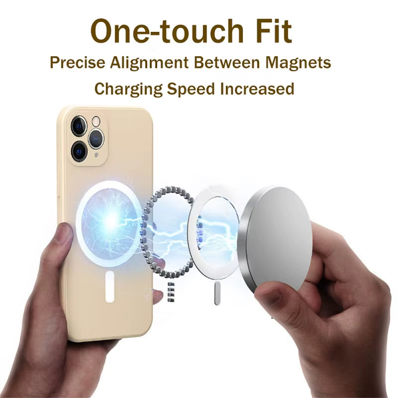 For Magsafe Magnetic Wireless Charge Case for Iphone 16 17 15 14 13 12 11 Pro Max plus Mini 16E Soft Liquid Silicone Strap Cover
