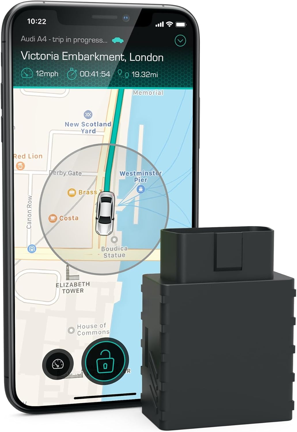 anti Theft Car Device - Real Time UK 4G LTE Car GPS Tracker & Car Alarm System Security - OBD & Phone App - Auto Van Vehicles Tracking & Instant Alert of Suspicious Behavior