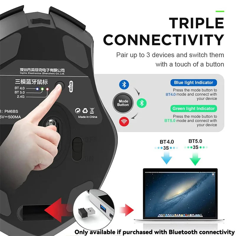 F1S Rechargeable 2.4G Wireless Mouse Office Mute Ergonomic and Skin-Friendly Materials Support PC Laptop Tablet Universal