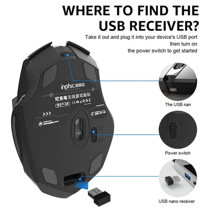 F1S Rechargeable 2.4G Wireless Mouse Office Mute Ergonomic and Skin-Friendly Materials Support PC Laptop Tablet Universal