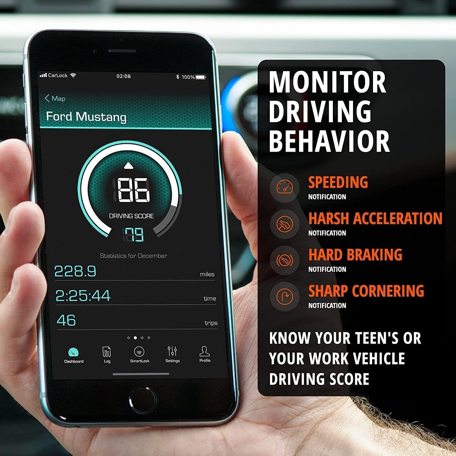 anti Theft Car Device - Real Time UK 4G LTE Car GPS Tracker & Car Alarm System Security - OBD & Phone App - Auto Van Vehicles Tracking & Instant Alert of Suspicious Behavior