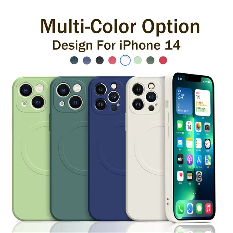 For Magsafe Magnetic Wireless Charge Case for Iphone 16 17 15 14 13 12 11 Pro Max plus Mini 16E Soft Liquid Silicone Strap Cover