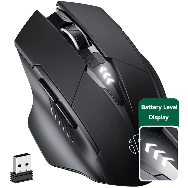 F1S Rechargeable 2.4G Wireless Mouse Office Mute Ergonomic and Skin-Friendly Materials Support PC Laptop Tablet Universal