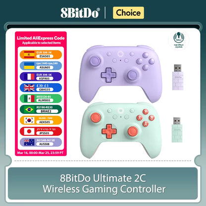 8Bitdo Ultimate 2C Wireless Gaming Controller for PC, Windows 10, 11, Steam Deck, Raspberry Pi, Android Gamepad Accessories